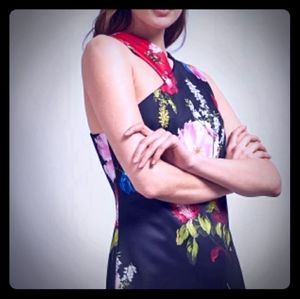 New Black Floral Print Ted Baker Dress 0 2 $315